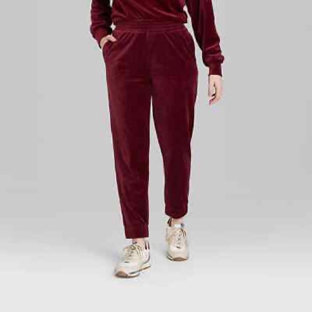 NWT Wild Fable Burgundy Velvet Joggers